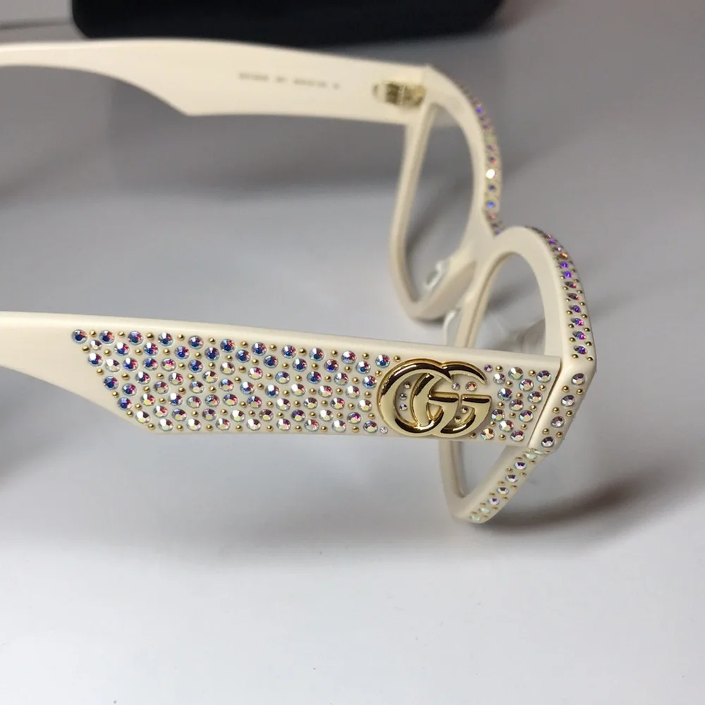 Gucci GG1424s Cream Crystal-Embellished Women's Glasses